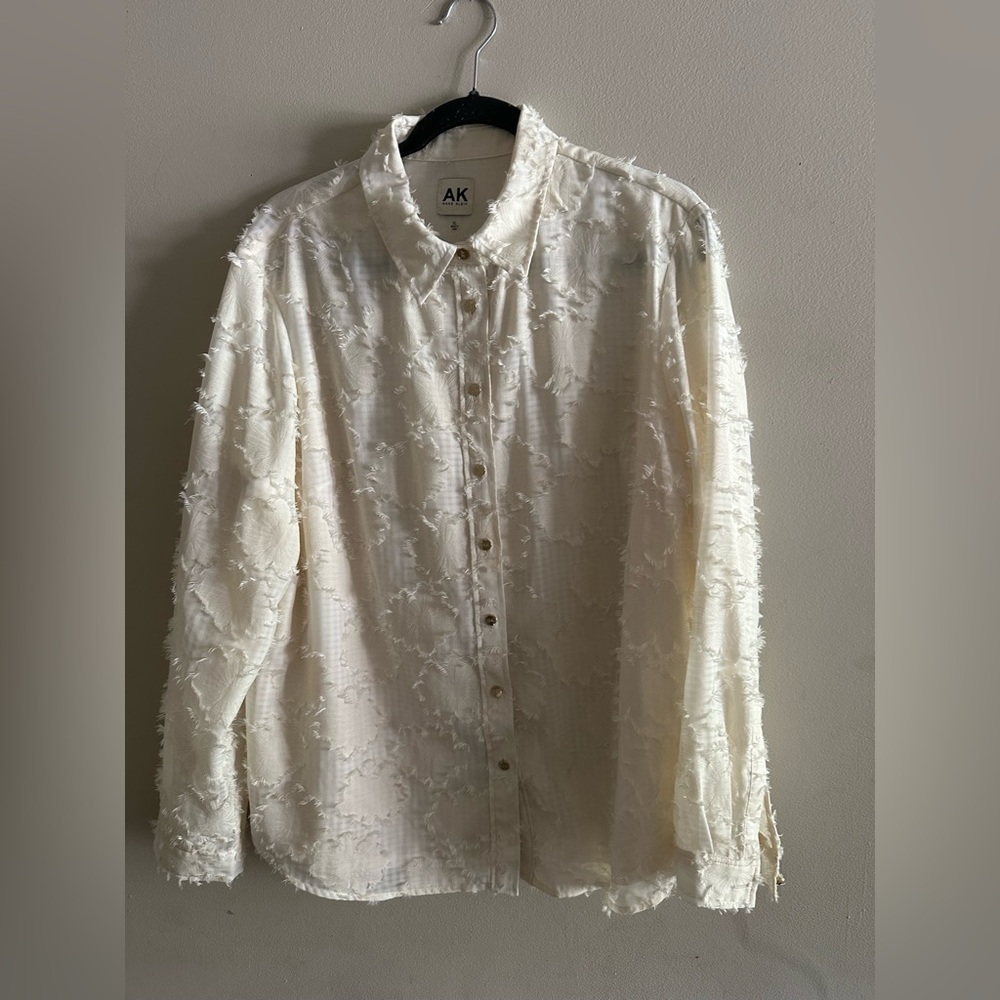 Anne Klein Women’s Textured Button Down Shirt Size XL